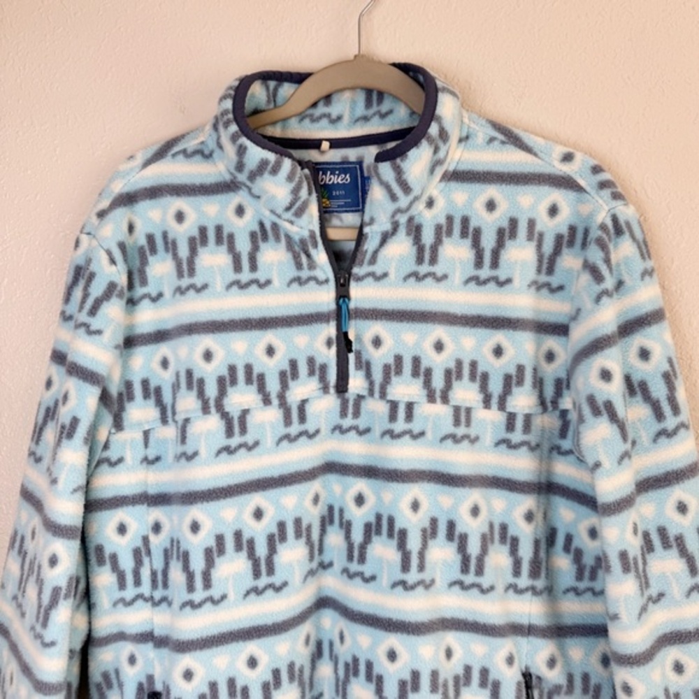Chubbies blue aztec sand of time fleece 1/4 zip pullover L - Picture 3 of 11